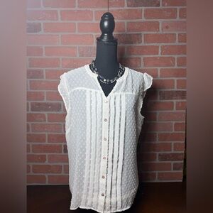Matilda Jane White Textured Dot Blouse Size Xl